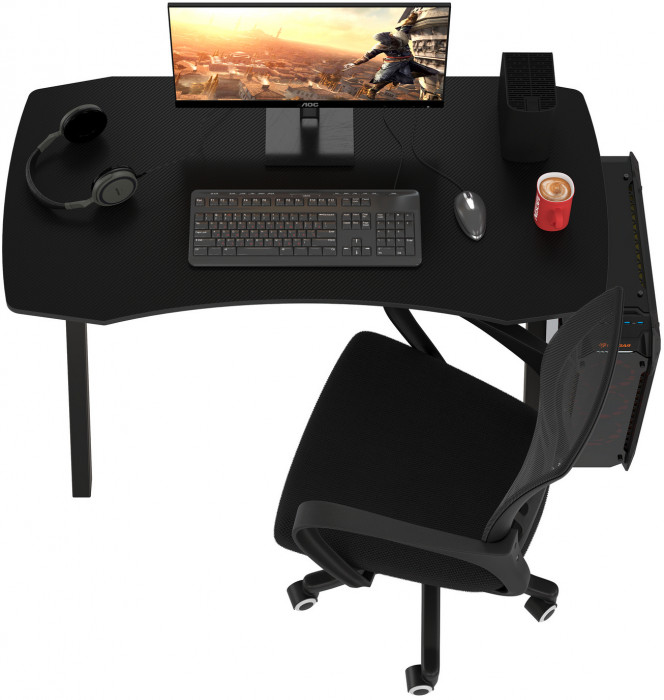 Игровой стол Мебель--24 GT-2310 + кресло компьютерное 103 чёрное, цвет чёрный, ШхГхВ 120х60х73 + 59х56х83-94 см.