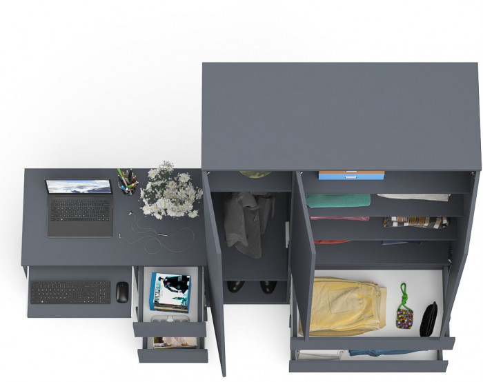 Мори компьютерный стол МС-6 правый + Шкаф МШ1200.1, графит