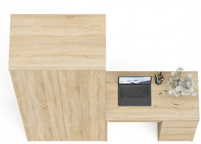 Мори Стол компьютерный МС-6 правый + Шкаф МШ800.1, цвет дуб сонома, ШхГхВ 170,4х50,4х209,6 см., выдвижные ящики справа, НЕ универсальная сборка