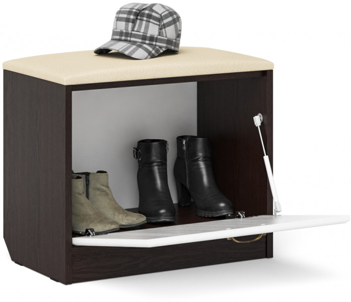 Прихожая П-6 Тумба, венге/фасады МДФ белое дерево фрезеровка ромб