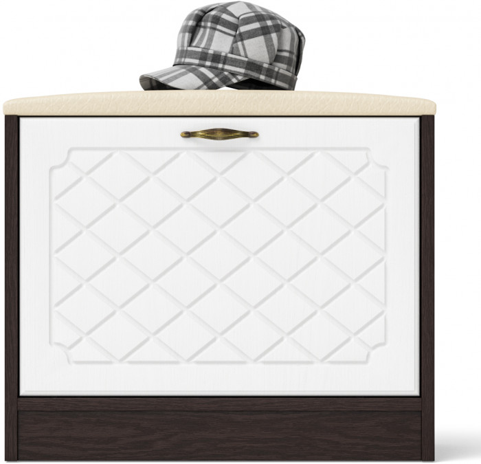 Прихожая П-6 Тумба, венге/фасады МДФ белое дерево фрезеровка ромб