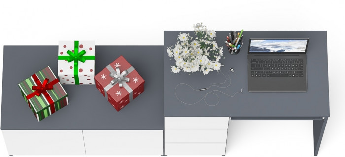 Мори компьютерный стол МС-6 левый + Тумба МА900.1, графит/белый