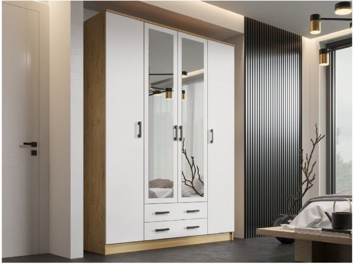 Модульная спальня Эко, композиция 4, вотан/белый гладкий