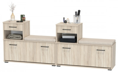 Лира ГК 2-0714+2-0714дубсон Тумба под обувь, цвет дуб сонома, ШхГхВ 200х33х75,5 см., универсальная сборка