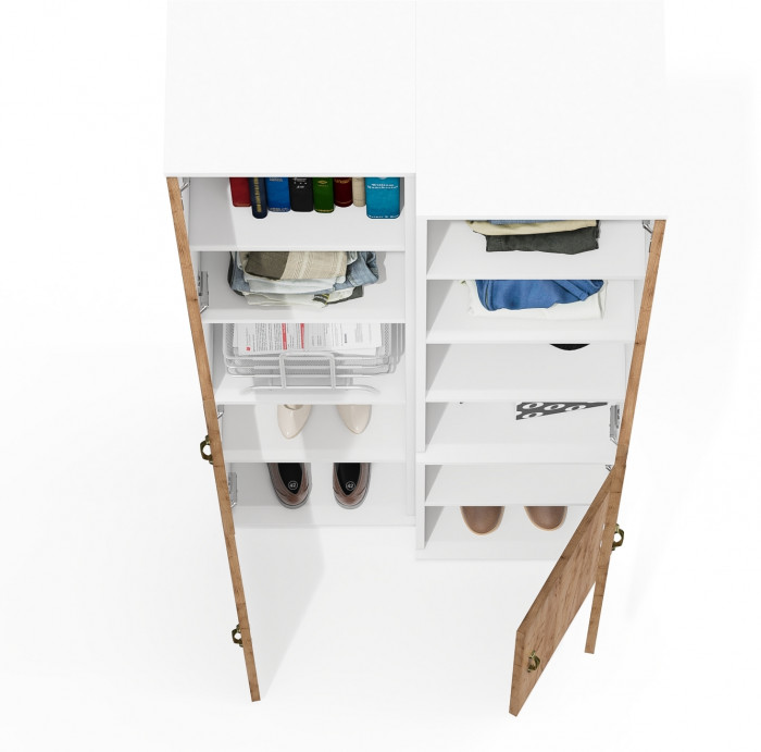 Лидер-8 Модуль Пенал + Пенал МД 22Б, белый шагрень/крафт золото