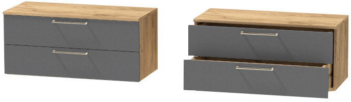 Тумба-5 прикроватная подвесная "Иннэс-7", Крафт золотой/Графит