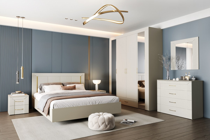 Кровать 160х200 "Карлин" с щитовым основанием - Персидский жемчуг/Шаде песочный