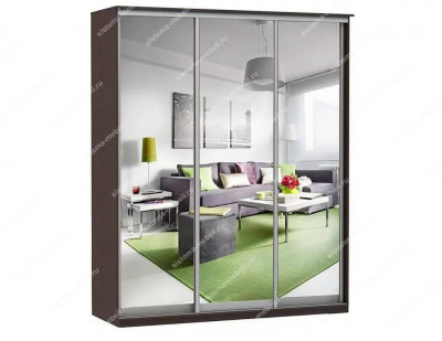 Шкаф купе Модерн 1776х450 3-х дверный 2-х секционный зеркальный венге