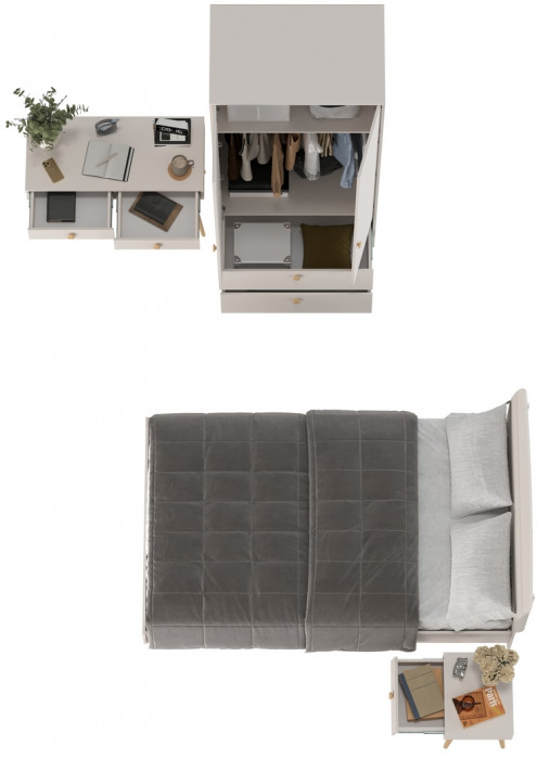 Афина Спальня 26-1200, цвет кашемир серый, сп.м. 1200х2000 мм., б/м, основание есть - фанера