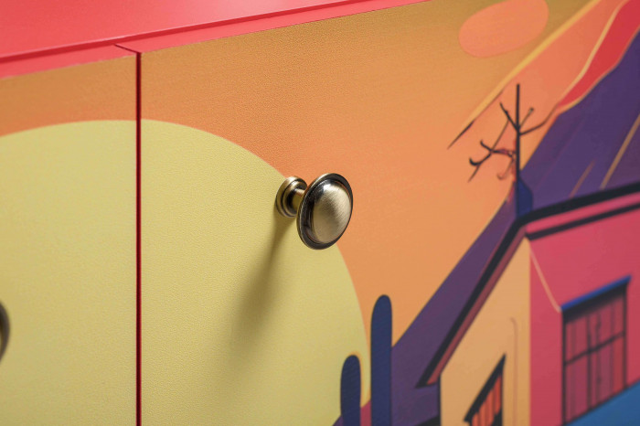 Либера Комод-тумба 16.230.01 + Кармин Комод-тумба 16.230.03, цвет пасифай/красный/белый, ШхГхВ 230,6х42,6х93,2 см., универсальная сборка