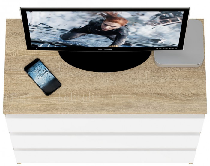 Мори Комод МК800.1, цвет дуб сонома/белый, ШхГхВ 80,4х41х73 см.