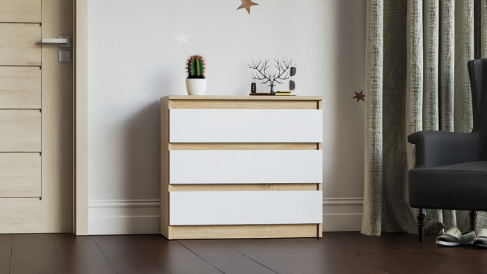 Мори Комод МК800.1, цвет дуб сонома/белый, ШхГхВ 80,4х41х73 см.