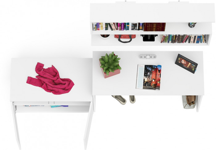 Мори письменный стол МСП1200.1 + Тумба МА900.1 + Полка 1200, белый