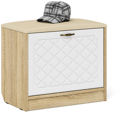 Прихожая П-6 Тумба, дуб сонома/фасады МДФ белое дерево фрезеровка ромб