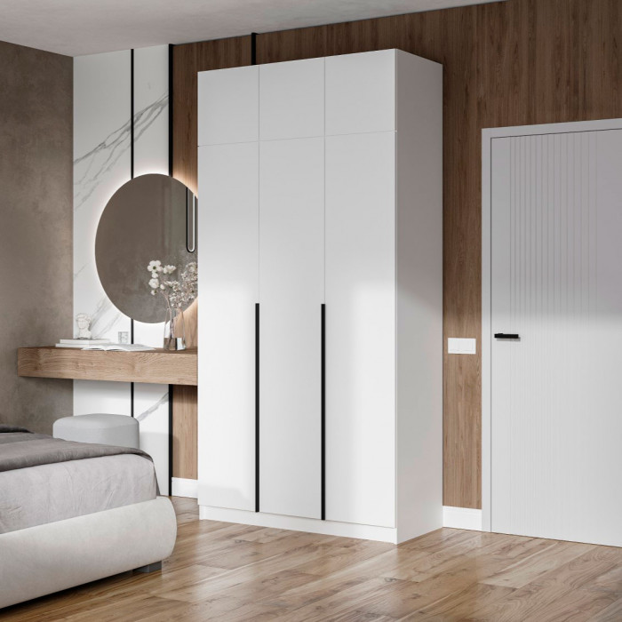 Лион ШК-02 Шкаф 3-х створчатый (1200х2000х550) Белый/Белый