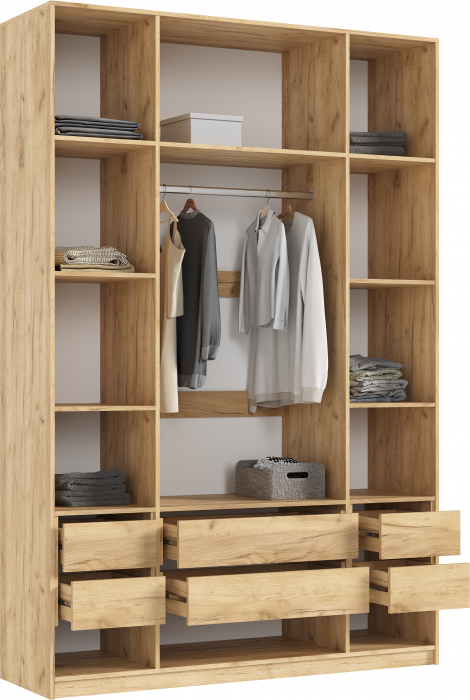 Марвэл Шкаф 4-х створчатый 1600, с доп.ящиками Браш Вайт, Дуб Крафт