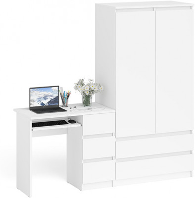 Мори компьютерный стол МС-6 правый + Шкаф МШ900.1, белый