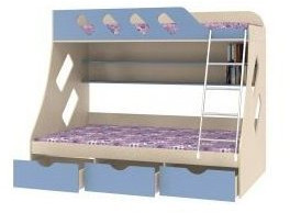 Дельта-20.01 Детская двухъярусная кровать с лестницей (Орех, Дуб молочный)