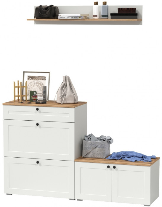 Остин Прихожая 65, белый шагрень/дуб крафт золотой