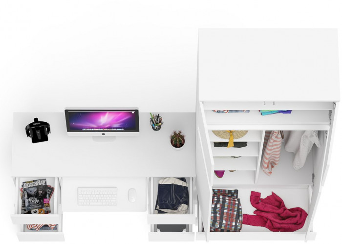 Мори компьютерный стол МС-2 + Шкаф МШ900.1 + Антресоль МА900.1, белый