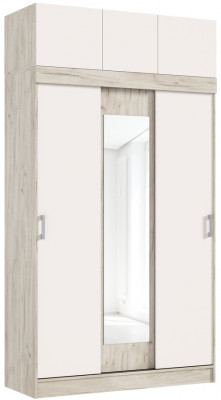 Шкаф-купе с антресолью Бася, Крафт серый/Кашемир