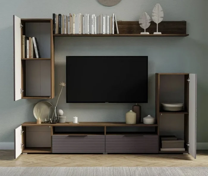 Модульная гостиная Палау МДФ, Табак/Грей софт