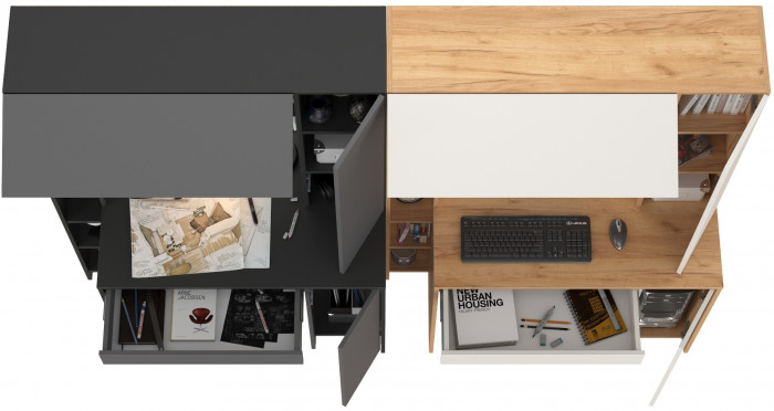 Два стола компьютерных Комфорт 12.71, цвет антрацит/тёмно-серый/дуб золотой/белый, ШхГхВ 233,4х60,2х165,4 см., НЕ универсальная сборка