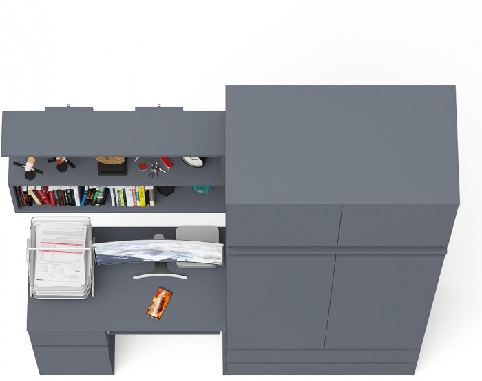 Мори компьютерный стол МС-1 левый + Шкаф МШ900.1 + Антресоль МА900.1 + Полка 900, графит