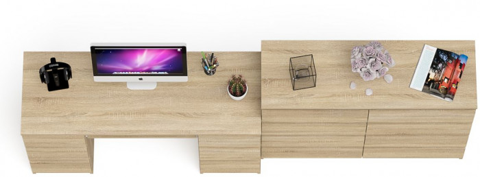 Мори компьютерный стол МС-2 + Комод МК1200.8, дуб сонома