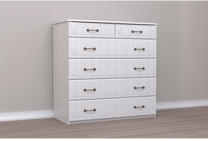 Кэт-6 бодега/сандал Комод 6 ящиков (Бодега белая / Сандал)