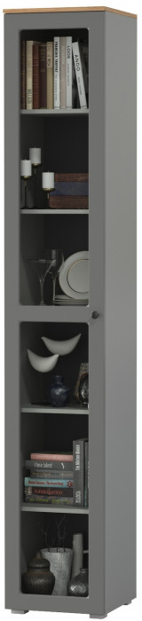 Остин 16.394.03 Шкаф-витрина(пенал), серый графит/дуб крафт золотой