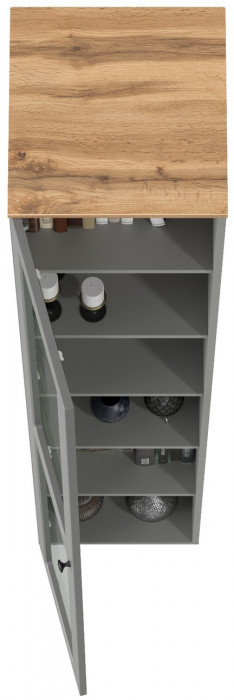 Остин 16.394.03 Шкаф-витрина(пенал), серый графит/дуб крафт золотой
