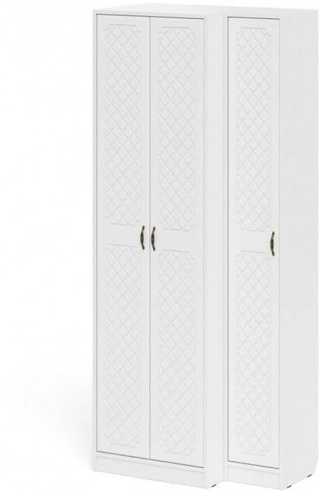 Прихожая П-6 Шкаф + Пенал, белая шагрень/фасады МДФ белое дерево фрезеровка ромб