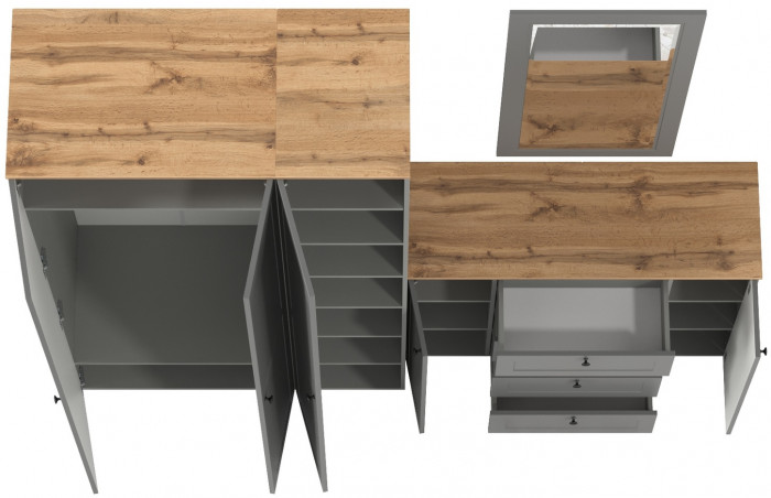 Остин Прихожая 38, цвет серый графит/дуб крафт золотой, ШхГхВ 240х54,3х229,6 см., универсальная сборка