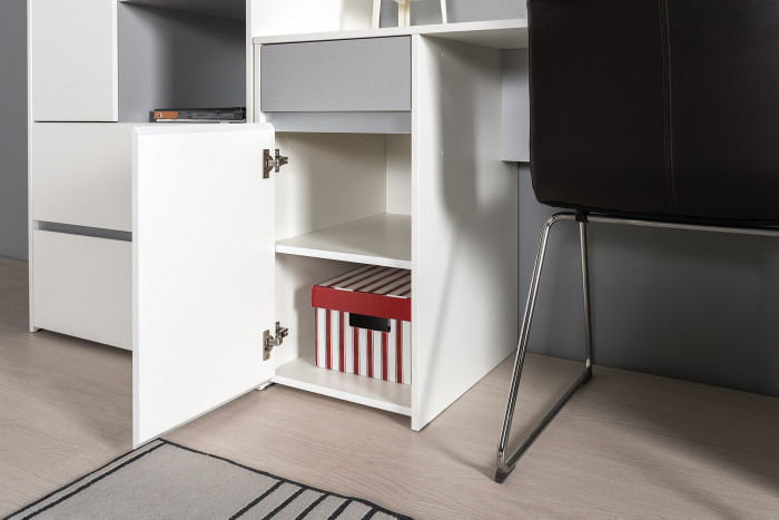 Торонто 12.149 Стол, белый шагрень/стальной серый