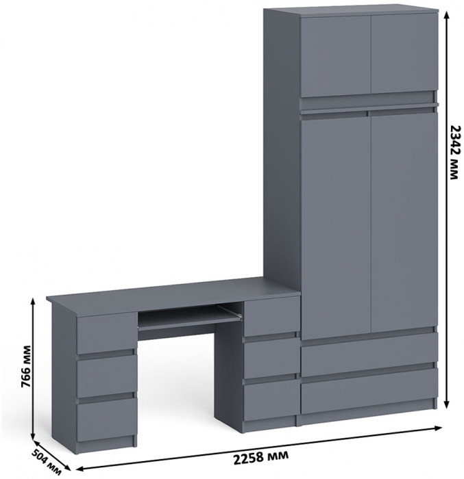 Мори компьютерный стол МС-2 + Шкаф МШ900.1 + Антресоль МА900.1, графит