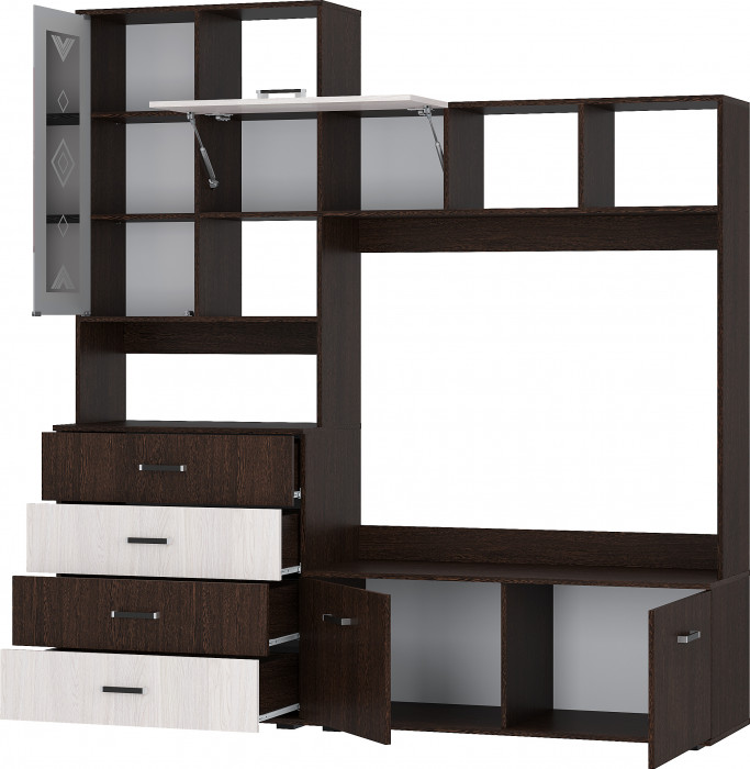 Гостиная Белла, венге/ясень белый. Комплект 3