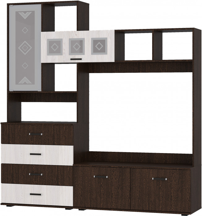 Гостиная Белла, венге/ясень белый. Комплект 3