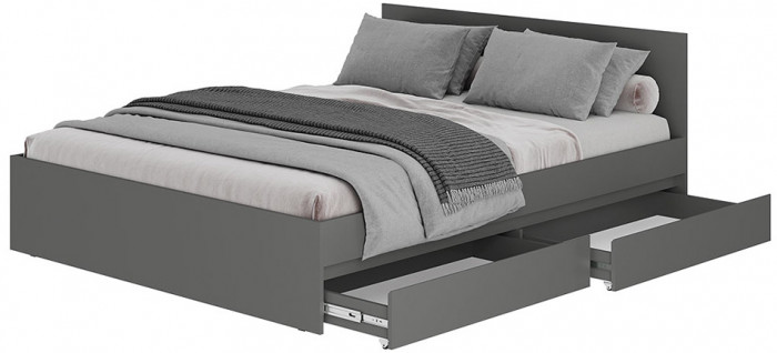 Кровать с настилом ЛДСП и ящиками Симпл КР-12 140х200, Графит