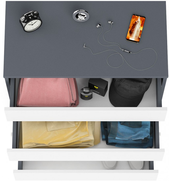 Мори Комод МК800.4, цвет графит/белый, ШхГхВ 80,4х41х94 см.