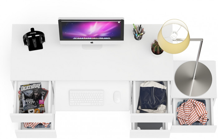 Мори компьютерный стол МС-2 + Тумба ТМП400.1, белый