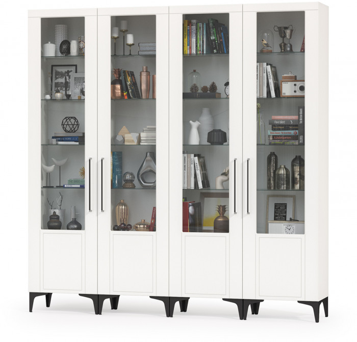 Валенсия Гостиная № 131, ЛДСП белый шагрень/МДФ белый шагрень