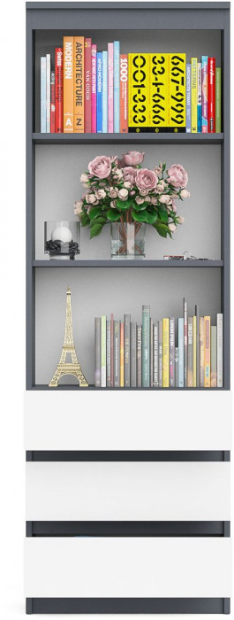 Мори Стеллаж МСТ600.3, графит/белый