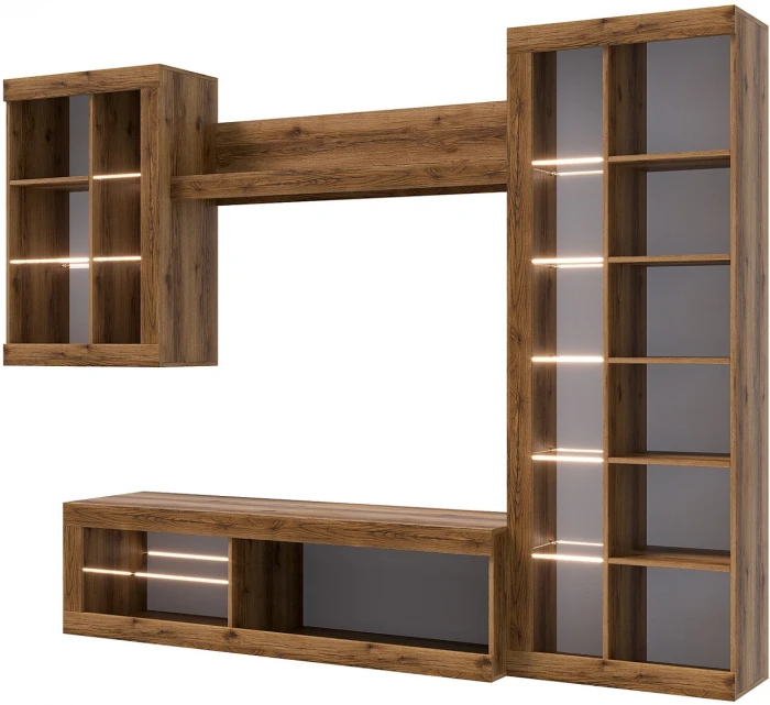 Прага Модульная Гостиная, вариант №5, делано/Белый глянец