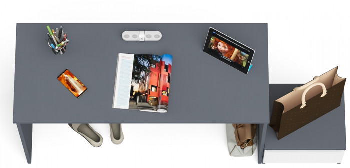 Мори Стол письменный МСП1200.1 + Тумба ТМП400.1, цвет графит/белый, ШхГхВ 160,8х50х76,6 см., универсальная сборка