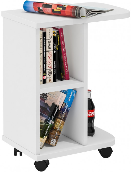 Стол журнальный С-МД-СЖ-3, цвет белый шагрень, ШхГхВ 47х30х60 см.