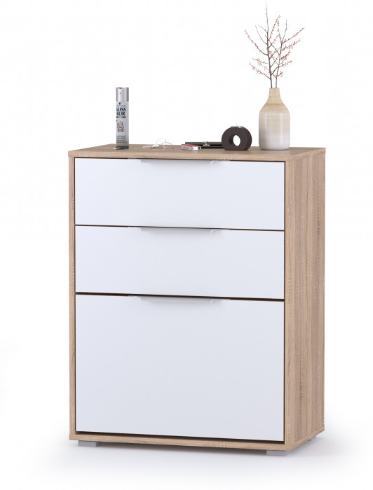 Куба Прихожая 8, обувница 13.113 + Вешалка 10.122 + обувница 13.114 + Зеркало, цвет дуб сонома/белый премиум, ШхГхВ 115х38,3х210,6 см., ун. сборка