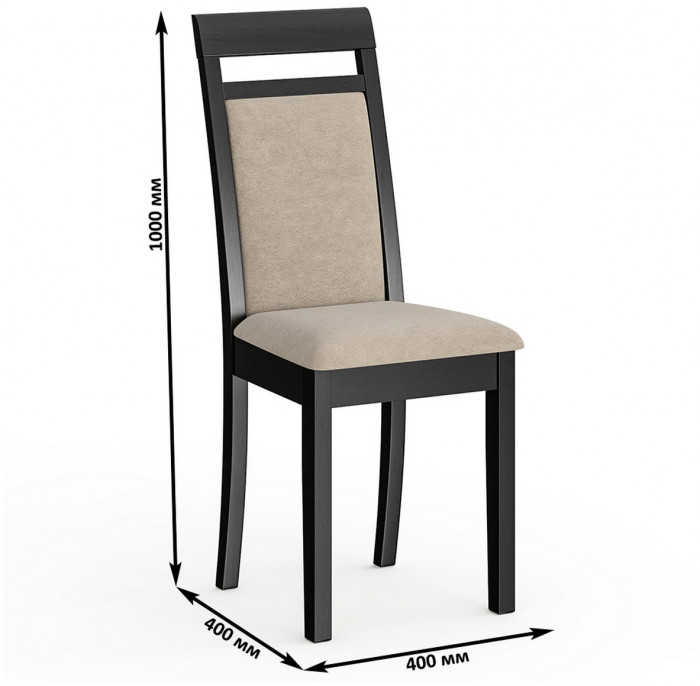 Четыре стула Мебель--24 Гольф-12 разборных, цвет венге, обивка ткань велюр капучино 25, ШхГхВ 40х40х100 см., от пола до верха сид. 47 см.(мягк спинка)