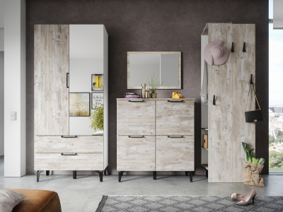 Модульная прихожая Чикаго, набор 2, Дуб юкон/Белый