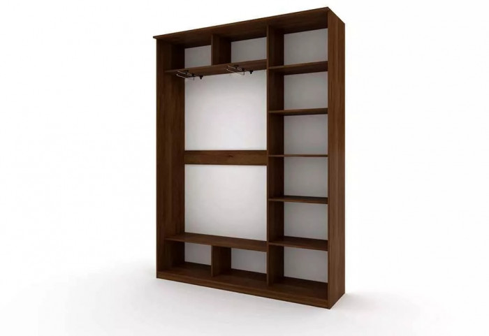 Шкаф купе Модерн 1776х450 3-х дверный 2-х секционный зеркальный с пескоструем №3 венге